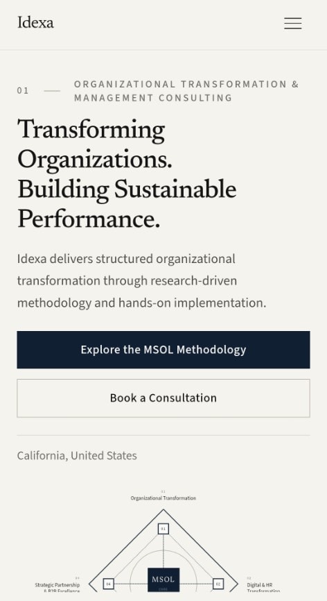 Idexa website on a phone